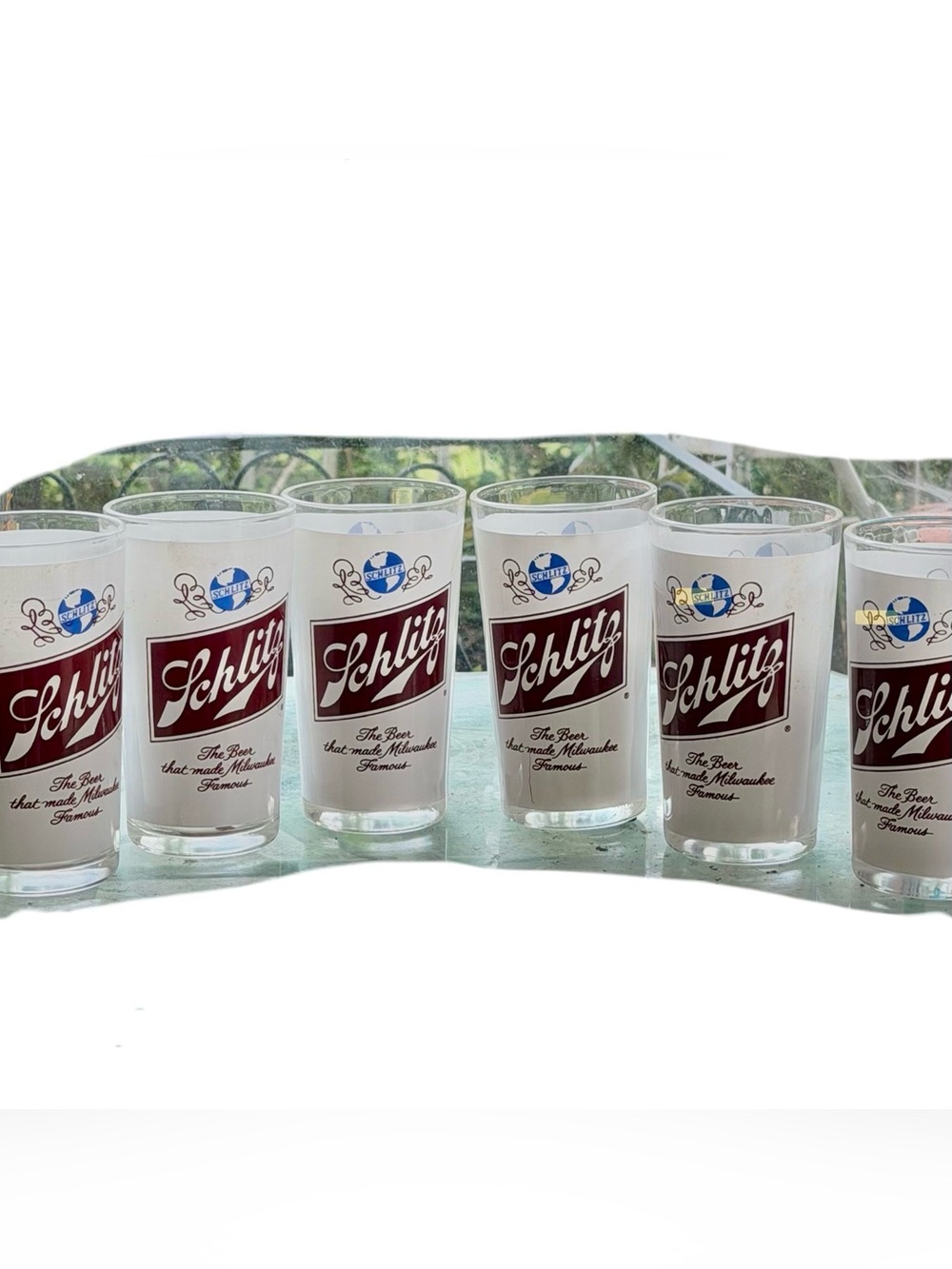 Set of Six Vintage Schlitz Beer Glasses